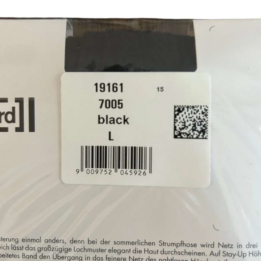 Wolford Bastille Boutique Tights Black‎ Size L Ribbed Sheer Patterned Pantyhose